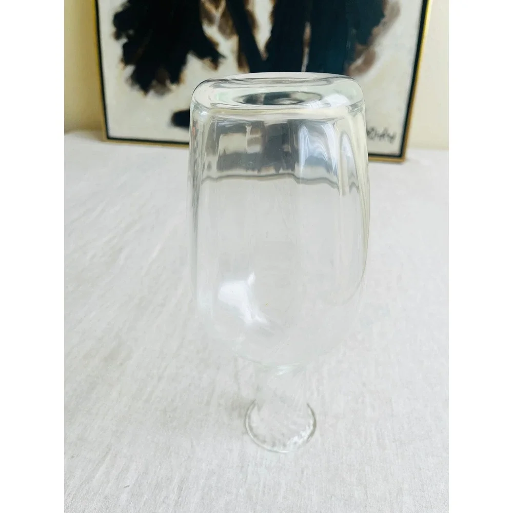 Vintage Hand Blown Optic Swirl Glass Decanter Heavy Bottom Clear 9.5 Inch